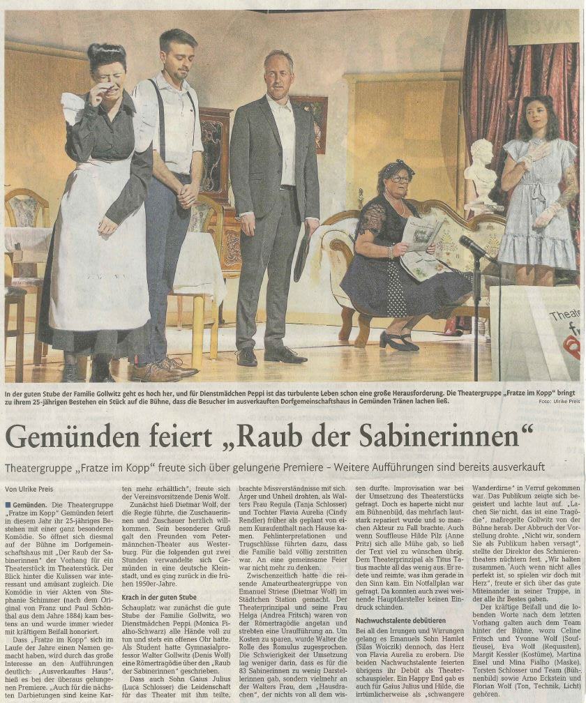 Bericht der Westerwälder Zeitung