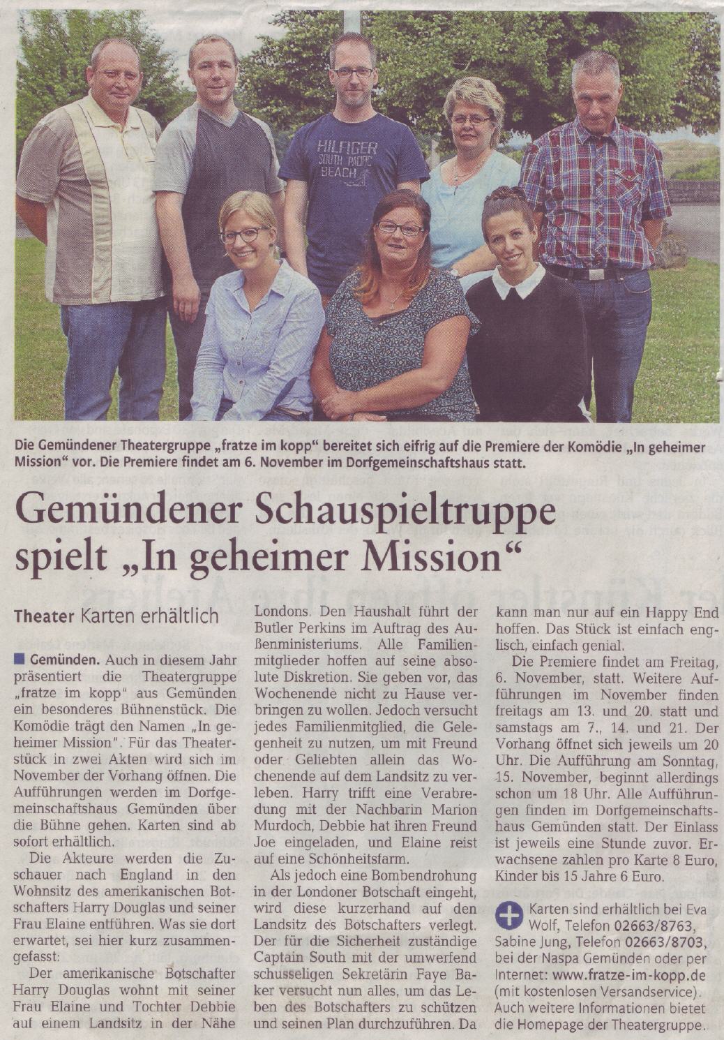 Westerwälder Zeitung - Oktober 2015